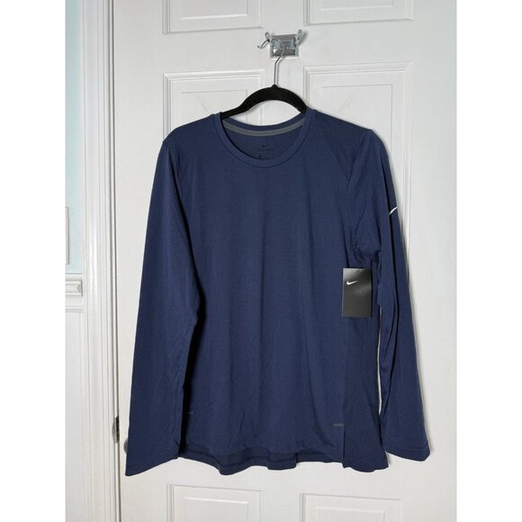 Nike Women’s Navy Blue Long Sleeve Dri-Fit Shirt Sz Large NWT - Picture 1 of 12